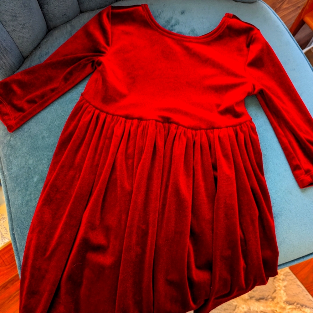 Little girls red velvet dress